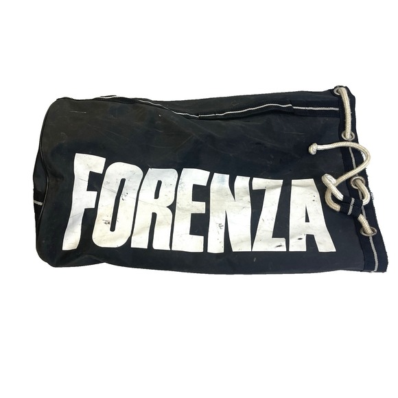 Vintage 1980s FORENZA Duffle‎ Travel Bag Sports RETRO Black 12x 24" Strong Heavy - Picture 1 of 9